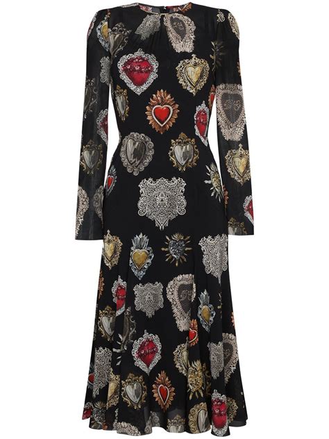 dolce gabbana black spot print midi formal dresses|net a porter dolce and gabbana.